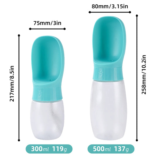 Portable Dog Water Bottle with Bowl – 500ml Leak‑Proof Travel Dispenser for Pets