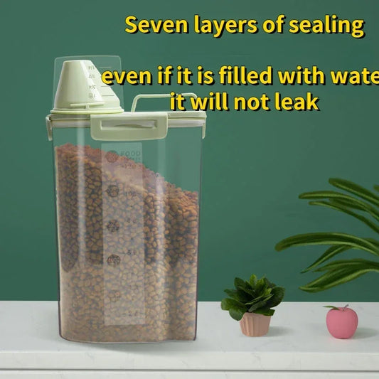 Airtight Pet Food Storage Container with Measuring Cup – 1.5kg/2kg