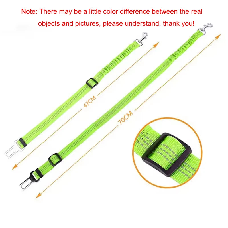 Adjustable Dog Car Seat Belt – Elastic Safety Leash for Travel