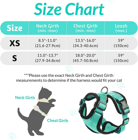 Escape‑Resistant Cat Harness & Leash Set – Adjustable Soft Vest with Reflective Straps